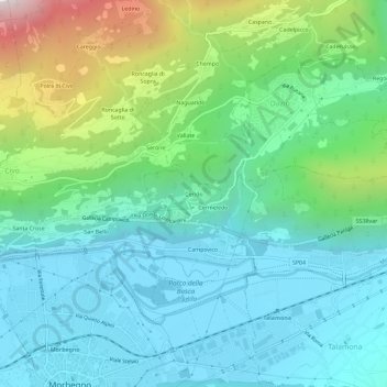 Cerido topographic map, elevation, terrain