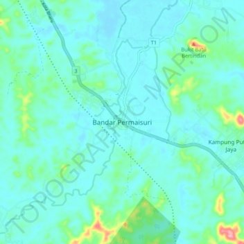 Bandar Permaisuri topographic map, elevation, terrain