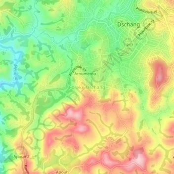 Foreke Dschang topographic map, elevation, terrain