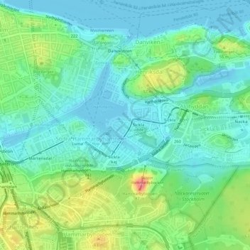 Hammarby sjöstad topographic map, elevation, terrain