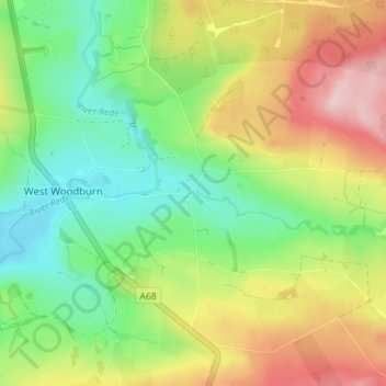 East Woodburn topographic map, elevation, terrain