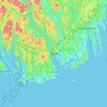 Larvik topographic map, elevation, terrain