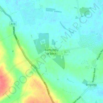 Barnoldby le Beck topographic map, elevation, terrain