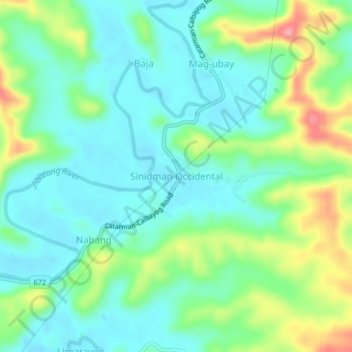 Sinidman Occidental topographic map, elevation, terrain