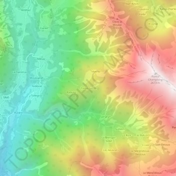 Champ-Sucon topographic map, elevation, terrain