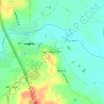 Aldborough topographic map, elevation, terrain