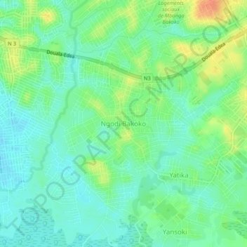 Ngodi Bakoko topographic map, elevation, terrain