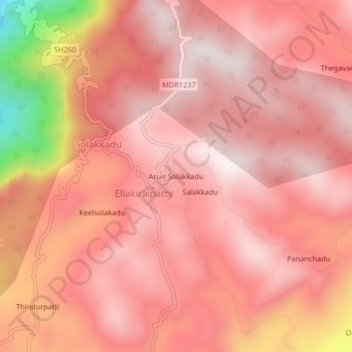 Aruir Solakkadu topographic map, elevation, terrain