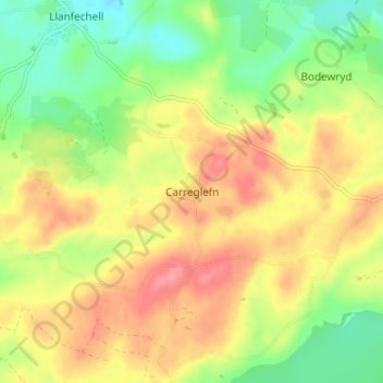 Carreglefn topographic map, elevation, terrain