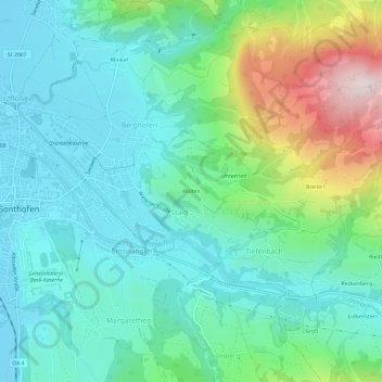 Walten topographic map, elevation, terrain