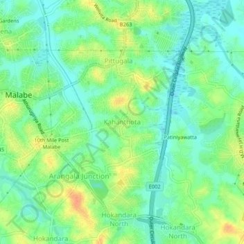 Kahanthota topographic map, elevation, terrain