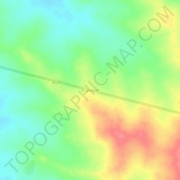 Travaux topographic map, elevation, terrain