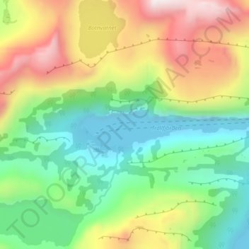 Trollfjorden topographic map, elevation, terrain