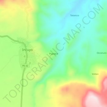 Puyusca topographic map, elevation, terrain