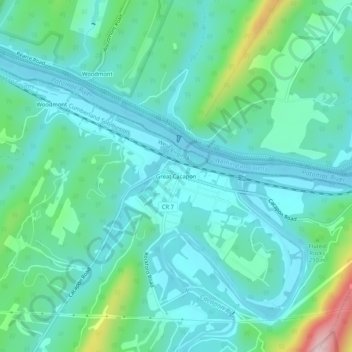 Great Cacapon topographic map, elevation, terrain