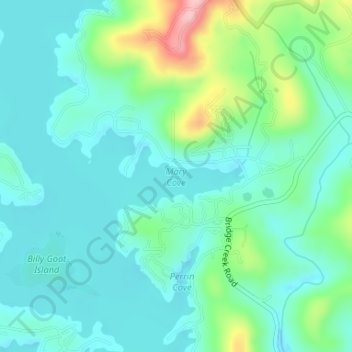 Mary Cove topographic map, elevation, terrain