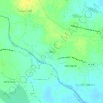 Chittur topographic map, elevation, terrain