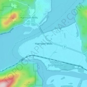 Harrison Mills topographic map, elevation, terrain