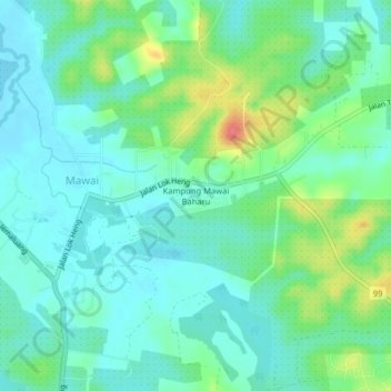 Kampung Mawai Baharu topographic map, elevation, terrain