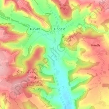 Skirmett topographic map, elevation, terrain