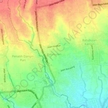 Batubulan topographic map, elevation, terrain