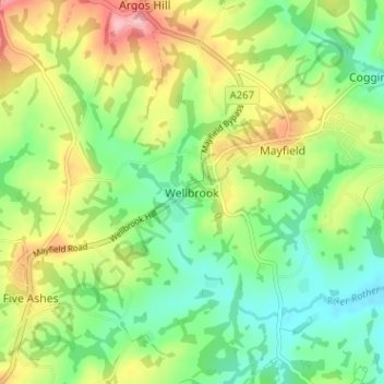 Wellbrook topographic map, elevation, terrain