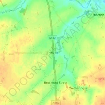 Thwaite topographic map, elevation, terrain