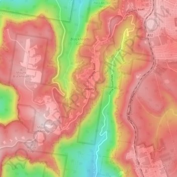 Shipley topographic map, elevation, terrain