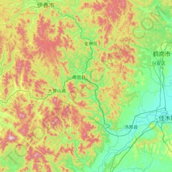 南岔县 topographic map, elevation, terrain
