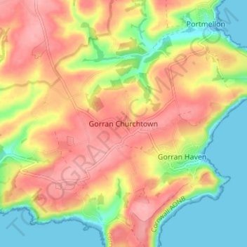 Gorran Churchtown topographic map, elevation, terrain