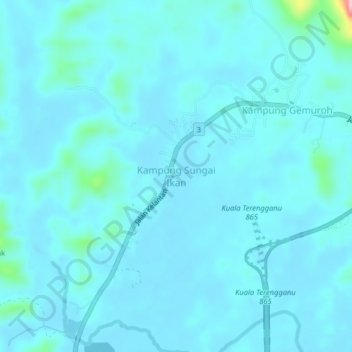 Kampung Sungai Ikan topographic map, elevation, terrain