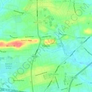 Brooklawn topographic map, elevation, terrain