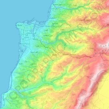 Aley topographic map, elevation, terrain