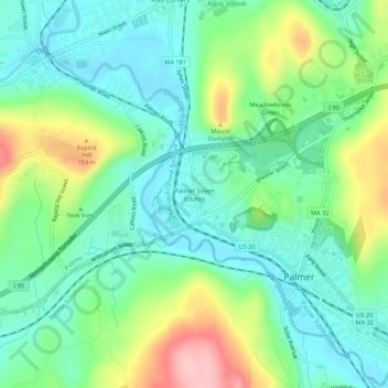 Palmer Green Estates topographic map, elevation, terrain