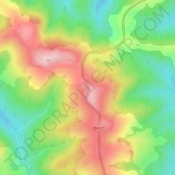 Tihuța Pass topographic map, elevation, terrain