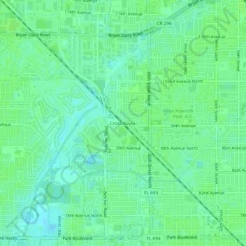 Cross Bayou topographic map, elevation, terrain