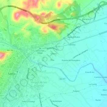 Churra topographic map, elevation, terrain