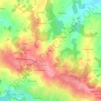 Parade topographic map, elevation, terrain