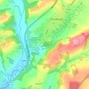 Chudleigh Rocks topographic map, elevation, terrain