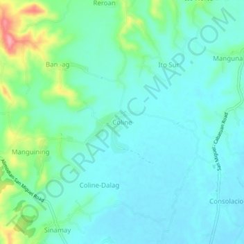 Coline topographic map, elevation, terrain