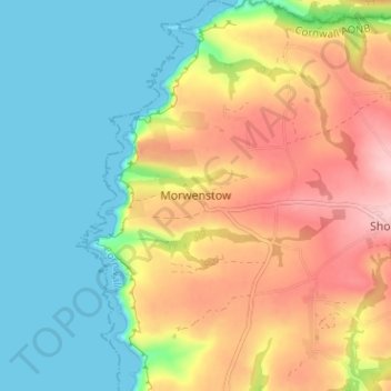 Morwenstow topographic map, elevation, terrain