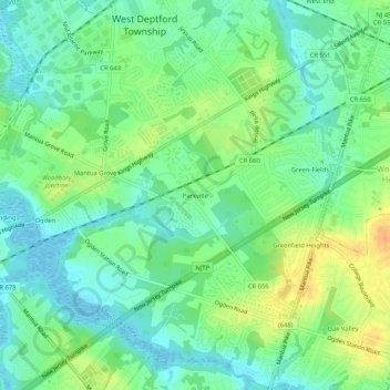 Parkville topographic map, elevation, terrain