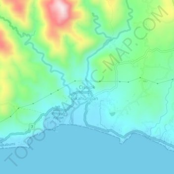 Cisolok topographic map, elevation, terrain