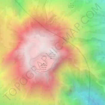 Gunung Merapi topographic map, elevation, terrain