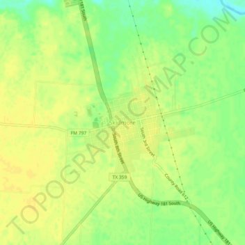 Skidmore topographic map, elevation, terrain