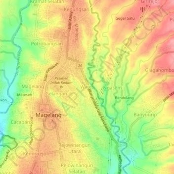 Wates topographic map, elevation, terrain