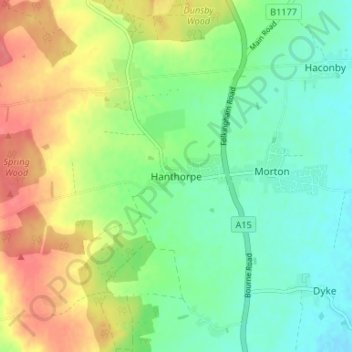 Hanthorpe topographic map, elevation, terrain