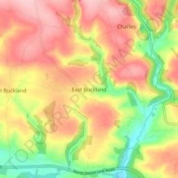 East Buckland topographic map, elevation, terrain