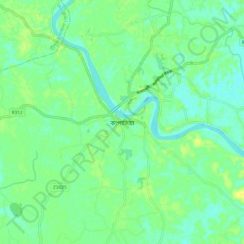 Kapashia topographic map, elevation, terrain