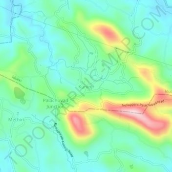 Kuninji topographic map, elevation, terrain